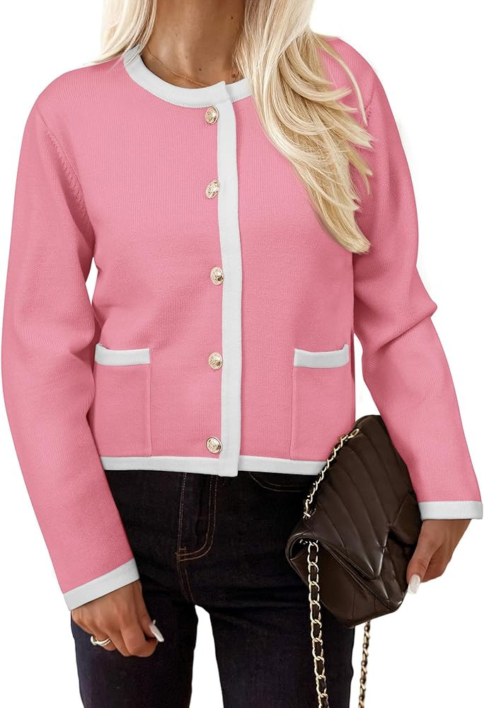 PRETTYGARDEN Women's Knit Cardigan Sweaters 2023 Fall Fashion Long Sleeve Button Down Shirts Tops... | Amazon (US)