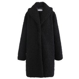 Feeling of Warmth Faux Fur Longline Coat in Black | Chicwish