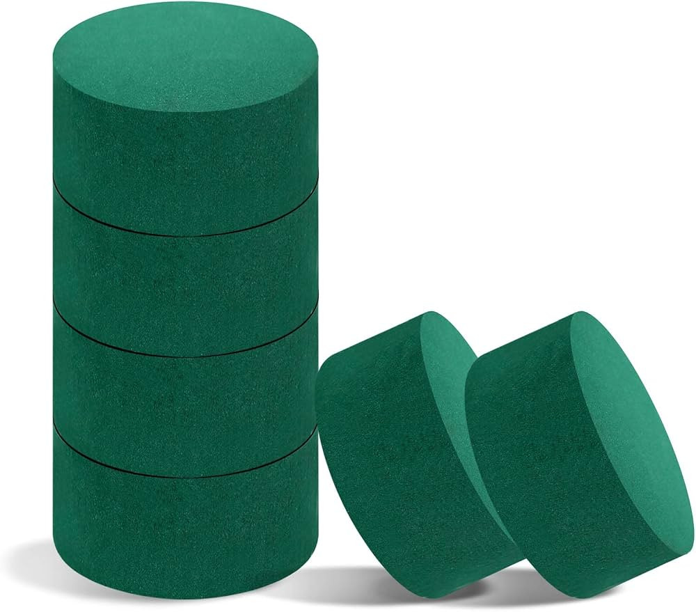 Pack of 6 FLOFARE Round Floral Foam Blocks for Fresh and Artificial Flowers, Each (3" X 1.5"), Dr... | Amazon (US)