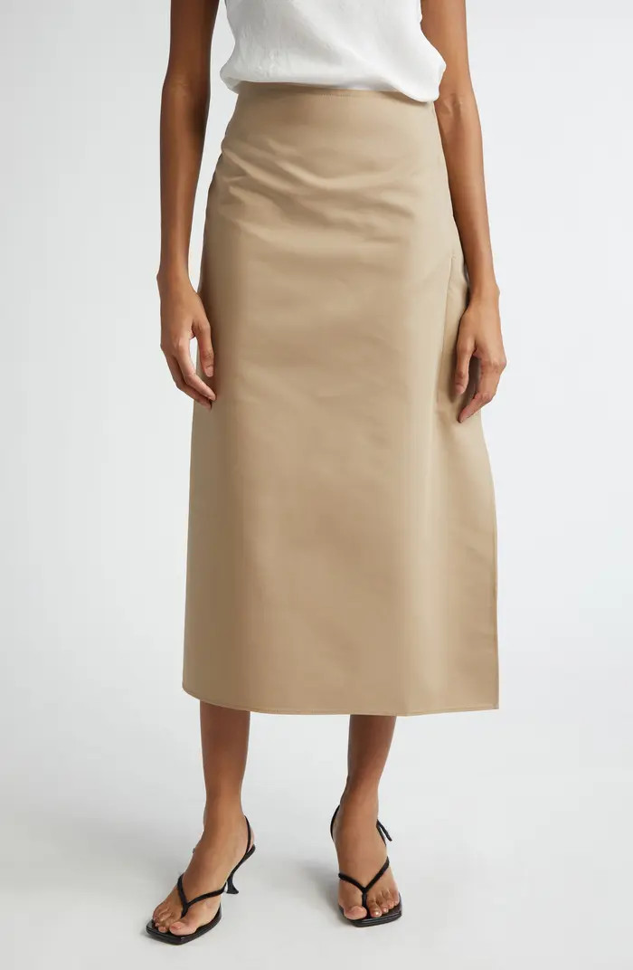 GIA STUDIOS Side Detail Cotton Blend Midi Skirt | Nordstrom | Nordstrom