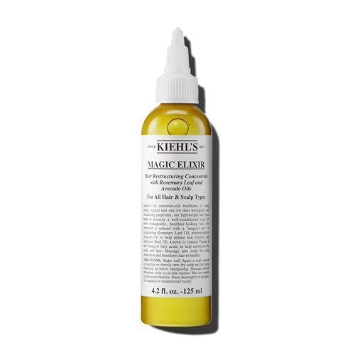 Kiehl's Magic Elixir Scalp and Hair Oil Treatment, Moisturizing Pre-shampoo Treatment, Provides Natural Shine, Softens Hair, with Avocado Oil & Rosemary Oil, Sulfate-free, All Hair Types - 4.2 fl oz | Amazon (US)