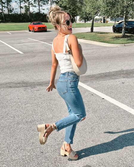 Mom in the wild
Ankle straight jeans 
Raffia heels
Country concert outfit
Cool mom style 
Neutral aesthetic 


#LTKFamily #LTKStyleTip #LTKSeasonal