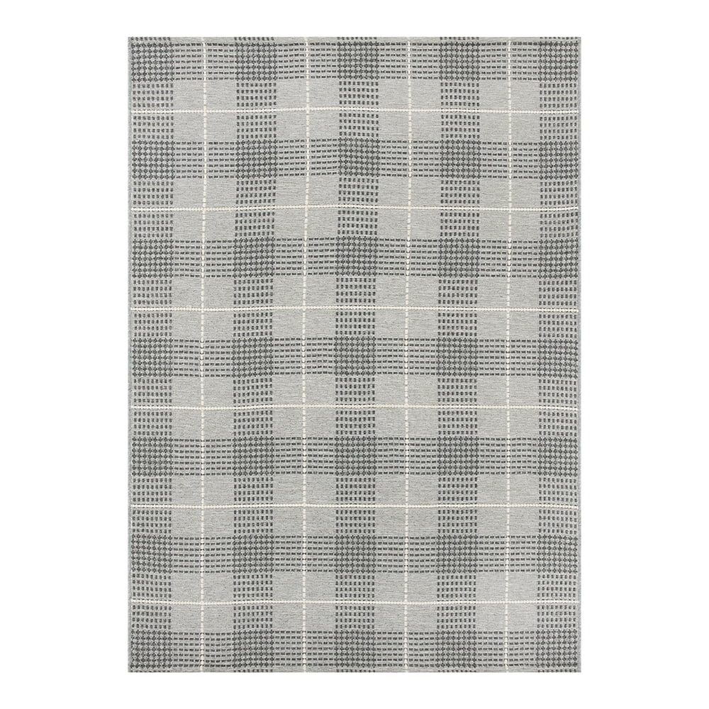 Better Homes & Gardens 5' x 7' Plaid Woven Reversible Outdoor Rug, Gray, Polypropylene | Walmart (US)