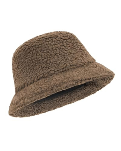 Zylioo Oversize Sherpa Bucket Hat Warm,Large Winter Travel Hat Portable,Fluffy Fisherman Hat for Giant Heads Coffee | Amazon (US)