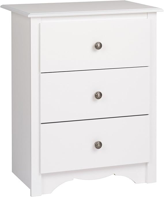 Prepac Monterey Nightstand, Tall 3-Drawer, White | Amazon (US)