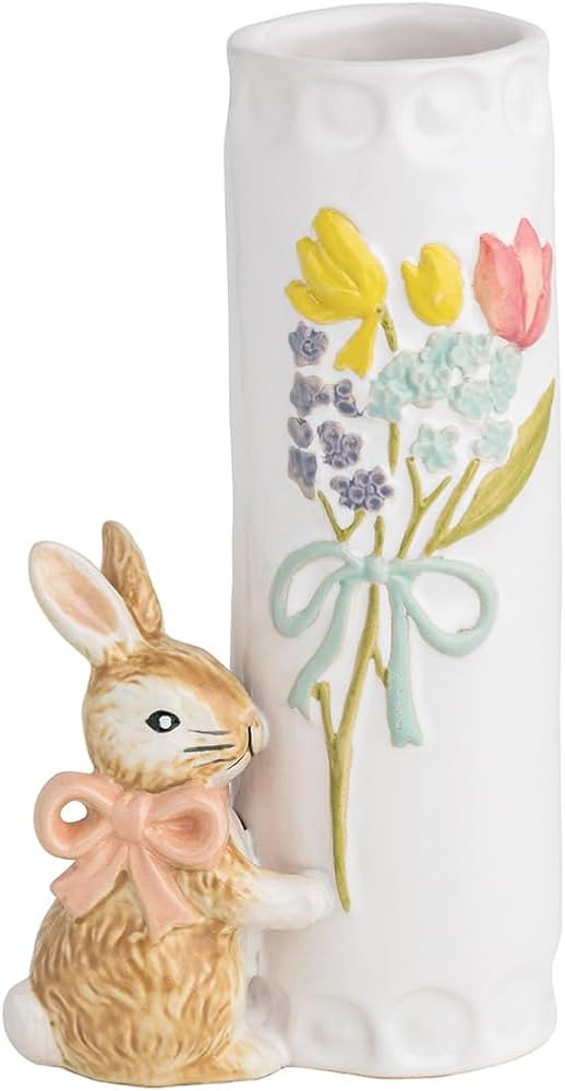 Mud Pie Easter Pink Bow Bunny Bud Vase | Amazon (US)