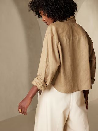 Linen Boxy Cropped Shirt | Banana Republic (US)