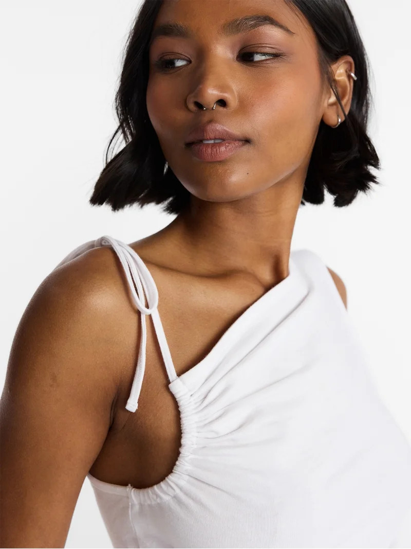 No Boundaries One Shoulder Ruched Top, Women\u2019s XXS-XXL - Walmart.com | Walmart (US)