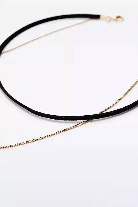 Black Suede Choker and Chain Necklace | Urban Outfitters UK