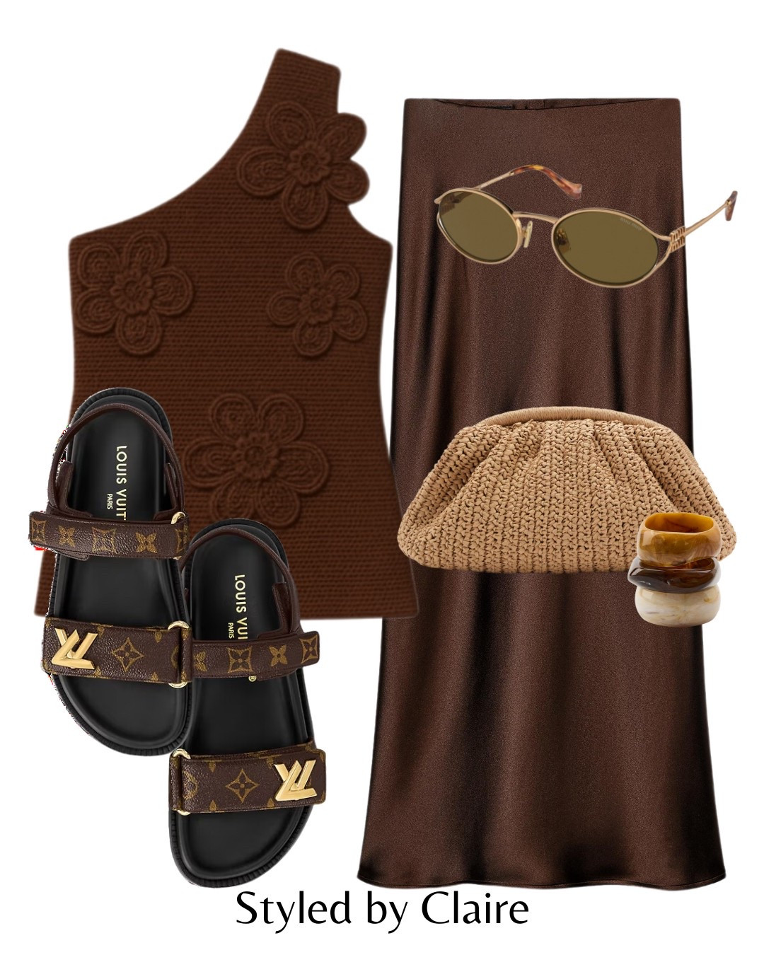 Date Night🤎
Tags: crochet top flower floral design one shoulder pretty lavish satin skirt Louis Vuitton sandals raffia bag chunky bracelets Zara fashion summer inspo outfit ideas brown neutral chic women’s style statement look Dubai st tropez

#LTKstyletip #LTKsummer