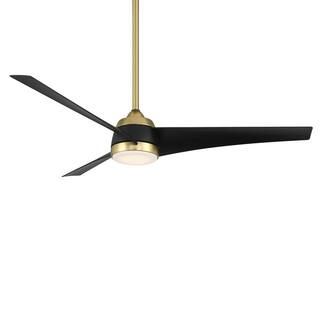 Sonoma 56 in. Integrated LED Indoor and Outdoor 3-Blade Smart Ceiling Fan Soft Brass Matte Black ... | The Home Depot
