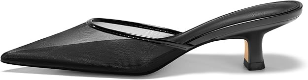 Coutgo Womens Kitten Low Heels Mules Closed Pointed Toe Pumps Slip On Backless Dress Shoes | Amazon (US)