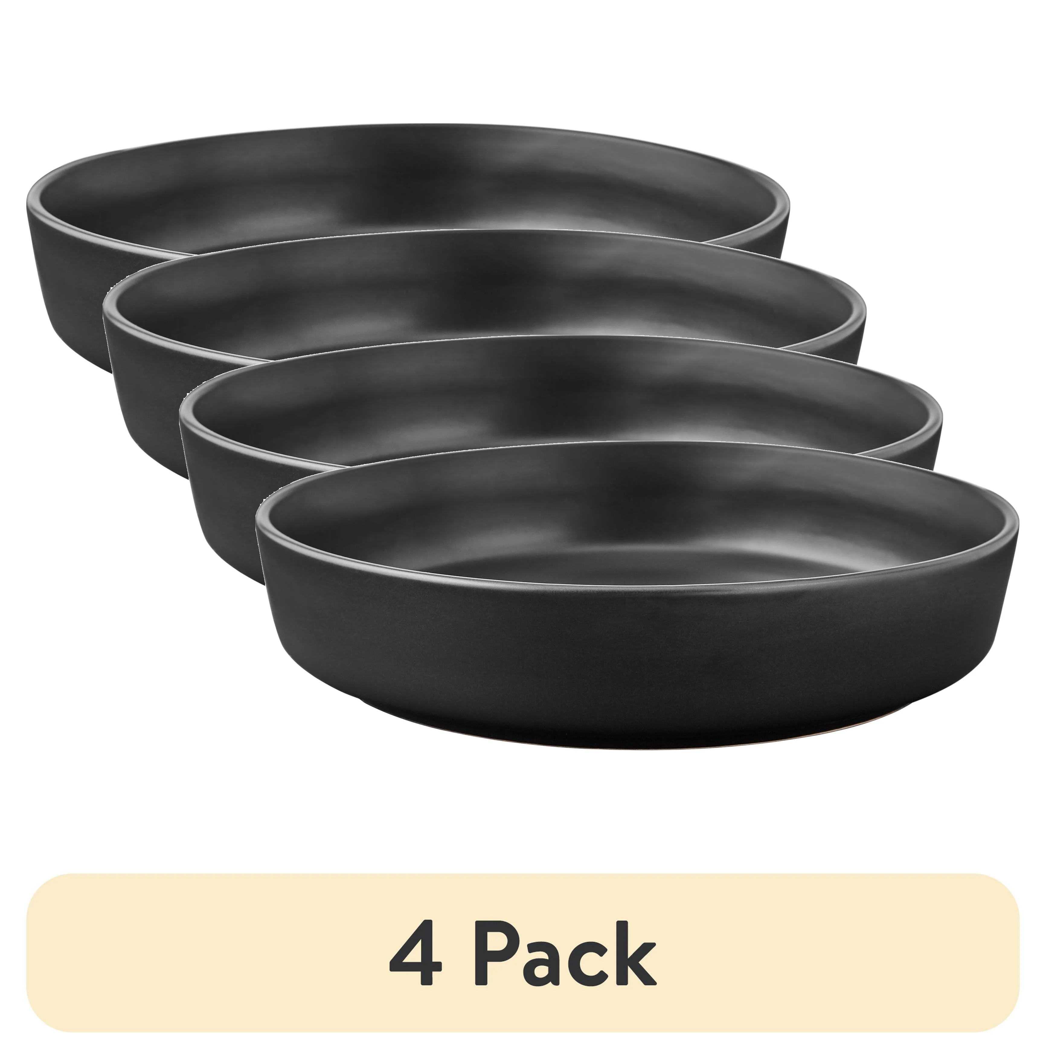 (4 pack) Mainstays Alessandra Matte Black Stoneware Dinner Bowl | Walmart (US)