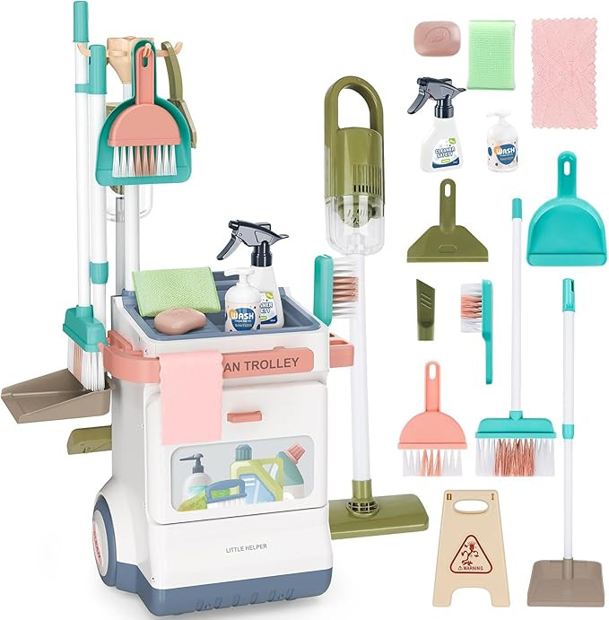 deAO Kids Cleaning Set, 20 PCS Pretend Play Housekeeping Supplies Kit ,Includes Real Working Vacu... | Amazon (US)