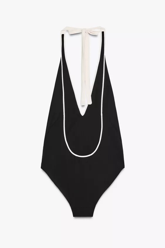 CONTRAST HALTER SWIMSUIT | Zara US