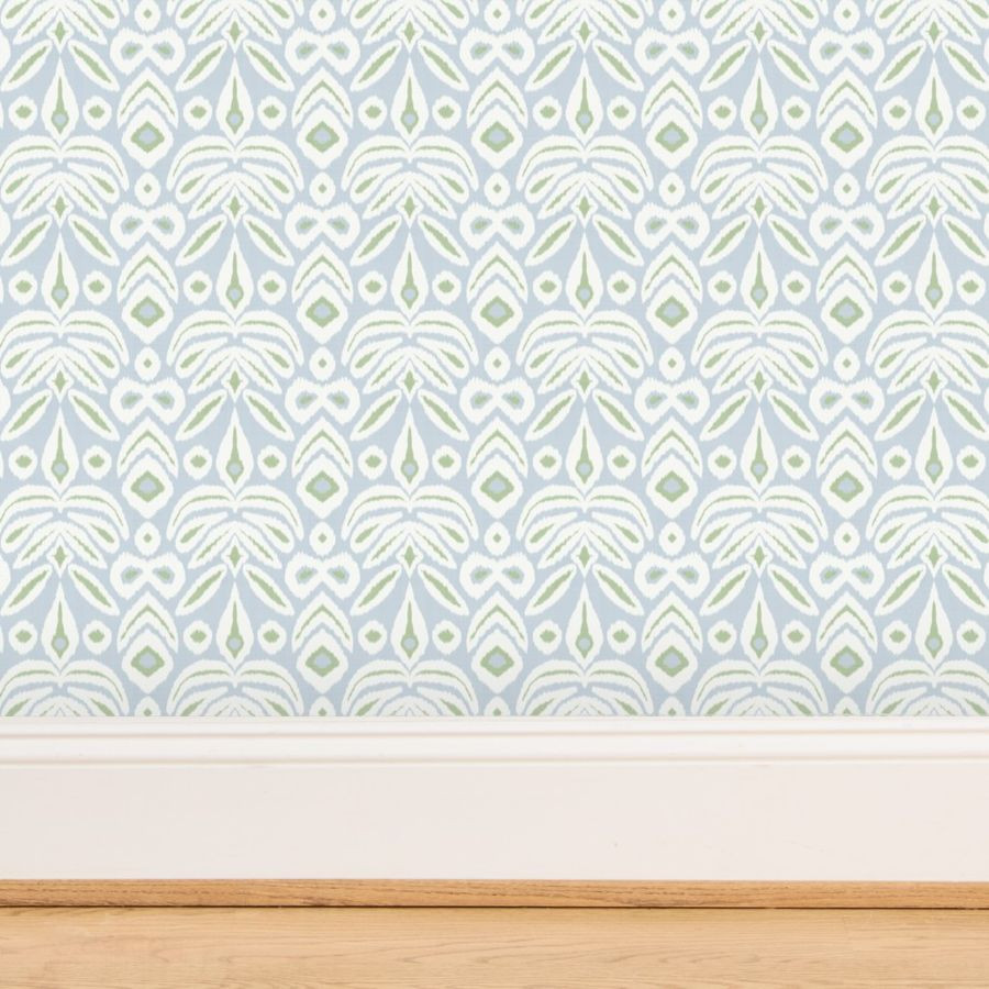 Soft Blue and Green Ikat Wallpaper bydanika_herrick92USD2030-01-01$92.00Or 4 interest-free instal... | Spoonflower