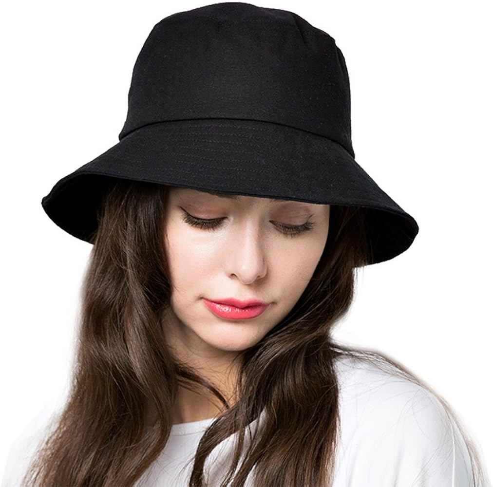 Cotton Bucket Hats for Women Sun Beach Hat Teens Girls Wide Brim Summer Fisherman's Caps UPF 50+ | Amazon (US)