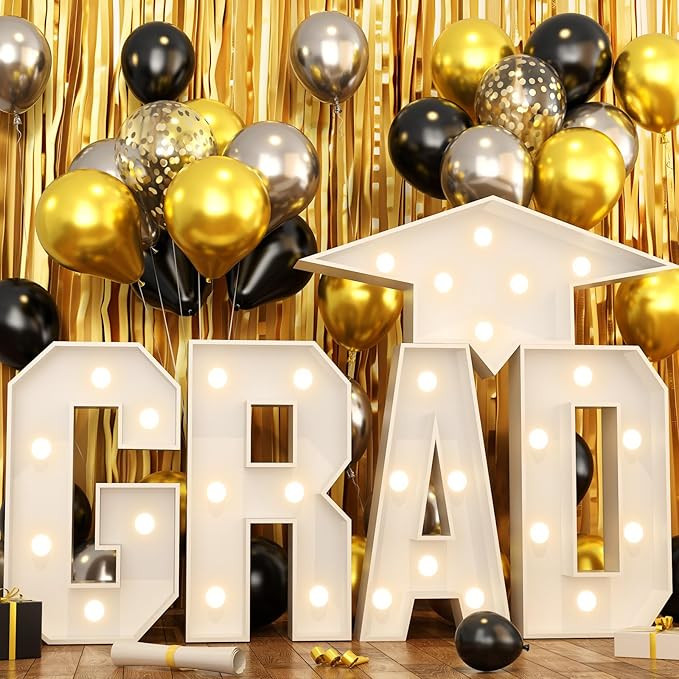 HILAVO Grad Marquee Letters 3FT for 2025 Graduation Decorations, Large Grad Light Up Letters Grad... | Amazon (US)