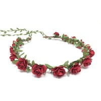 Christmas Red Flower Crown Gift For Girls Hair Wreath Rose Headband Floral Piece | Etsy (US)