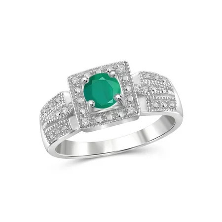 JewelersClub Emerald Ring Birthstone Jewelry – 0.45 Carat Emerald 0.925 Sterling Silver Ring Jewelry with White Diamond Accent – Gemstone Rings with Hypoallergenic 0.925 Sterling Silver Band | Walmart (US)