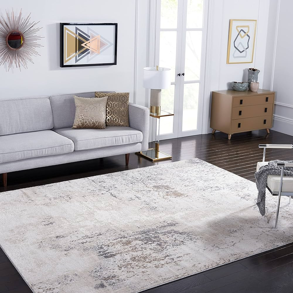 SAFAVIEH Aston Collection Area Rug - 5'3" x 7'7", Ivory & Grey, Modern Abstract Design, Non-Shedd... | Amazon (US)