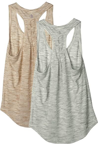 icyzone Workout Tank Tops for Women - Athletic Yoga Tops, Racerback Running Tank Top, Gym Exercise S | Amazon (US)