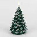 7.2IN Pillar Led Flocked Tree Green | The Container Store