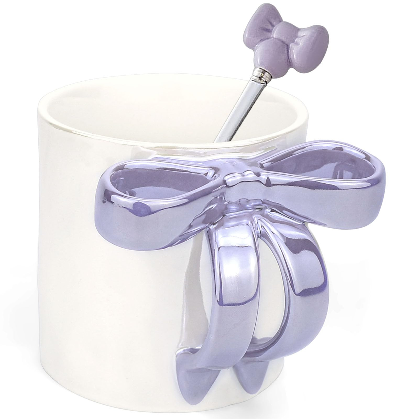 350 ML Bow Coffee Mug Violet Ceramic Cute 12 OZ Coquette Mug Porcelain Tea Cup Coffee Bow Cup for... | Amazon (US)