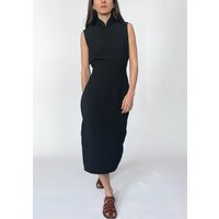 High Neck Black Fitted Dress M, Midi Dress, Black High Neck Dress | Etsy (US)