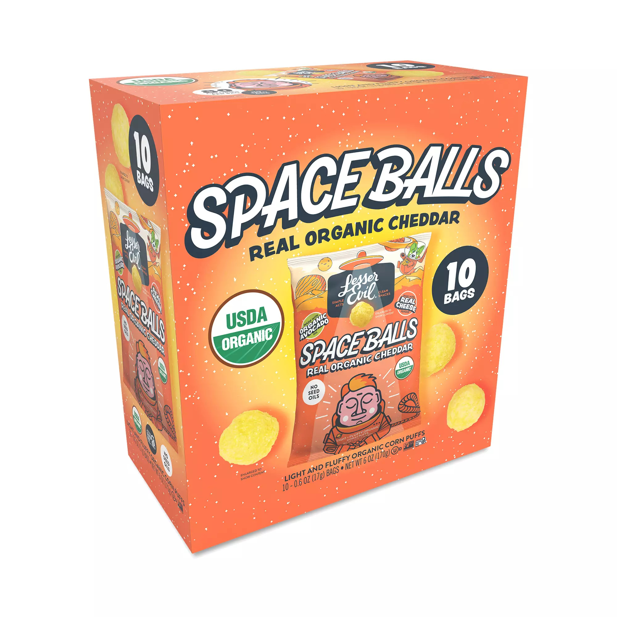 LesserEvil, Space Balls, Real Organic Cheddar, Snack Packs, Value Size | Thrive Market