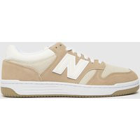New Balance Women's 480 Trainers in White & Beige, Logo Detail, Suede, Size: 3.5 | Schuh