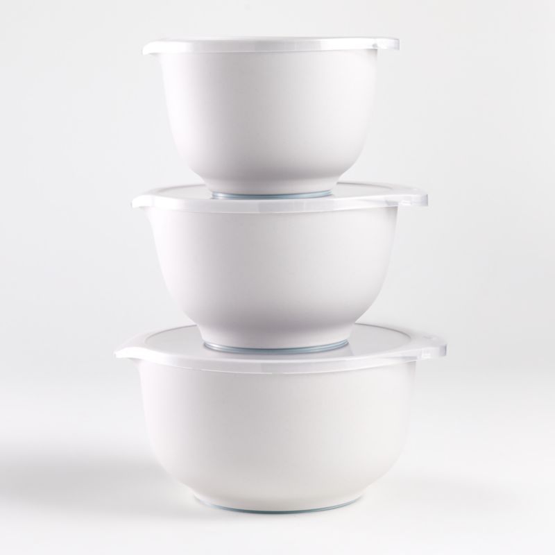 Rosti White Pebble Margrethe Bowls, Set of 3 + Reviews | Crate and Barrel | Crate & Barrel