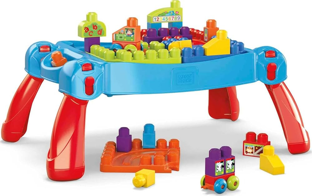 MEGA BLOKS First Builders Toddler Blocks Toy Set, Build ‘n Learn Activity Table with 30 Pieces ... | Amazon (US)
