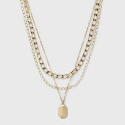 3 Row Chunky Chain Necklace - A New Day™ Gold | Target