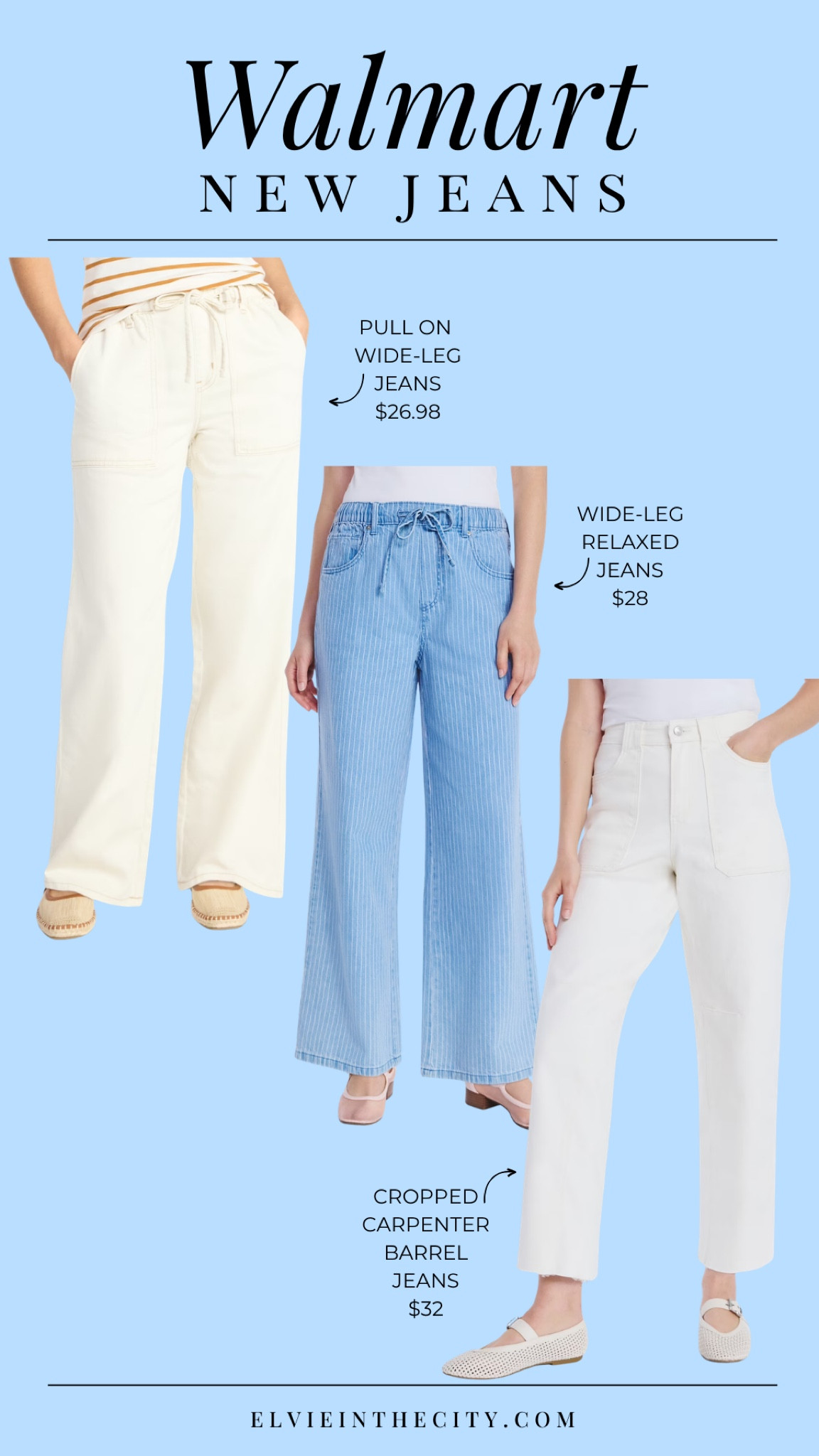 New jeans from Walmart, including pull on wide-leg jeans, wide-leg relaxed jeans and cropped carpenter barrel jeans. 

Walmart fashion, affordable fashion, spring outfit idea, fashion over 40, over 50 style

#LTKootd #LTKPetite #LTKOver40