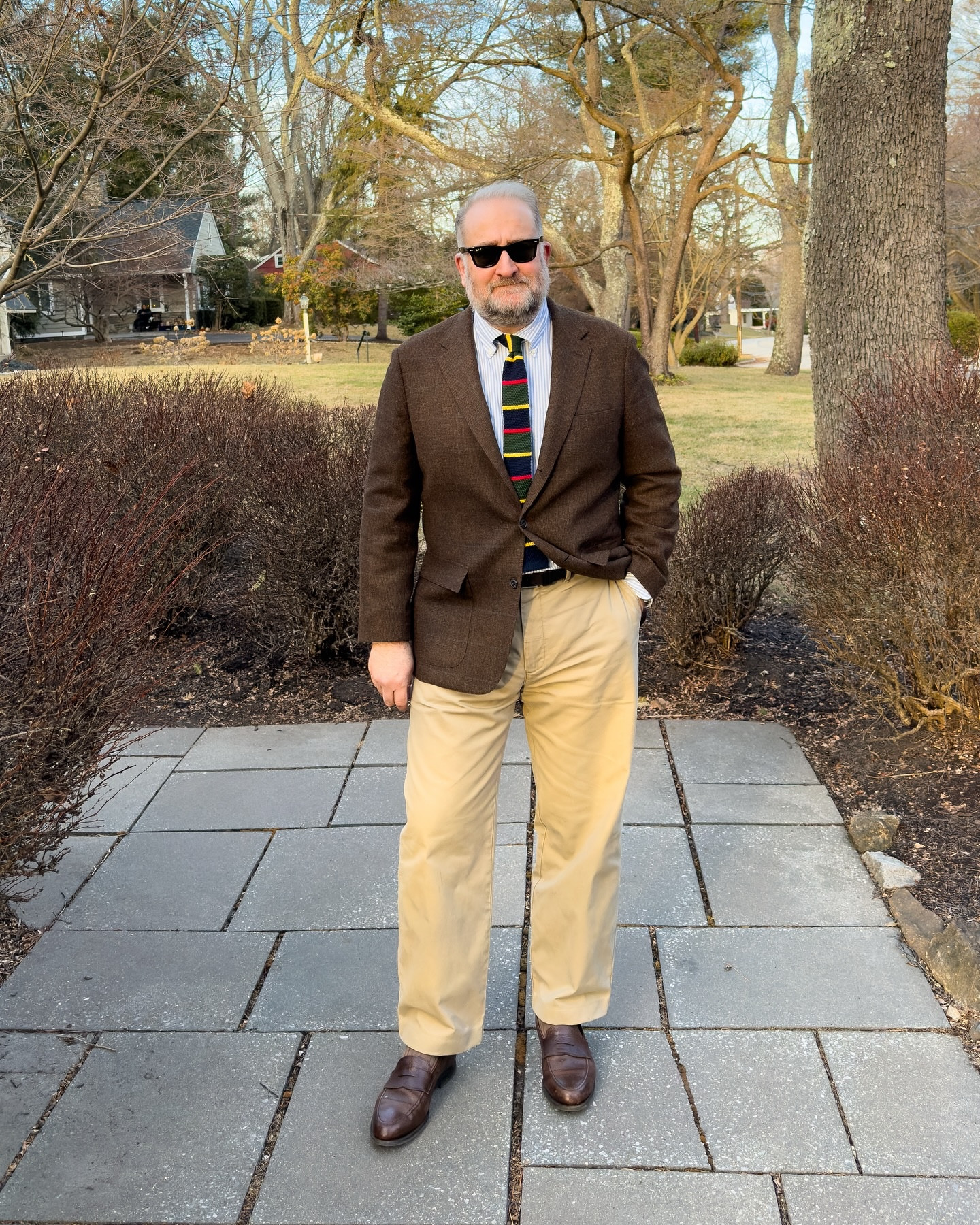 I went full prep today an OCBD, knit tie, full cut chinos, and loafers. I even broke out the Wayfarers. #preppy

#LTKMens #LTKSeasonal #LTKOver40