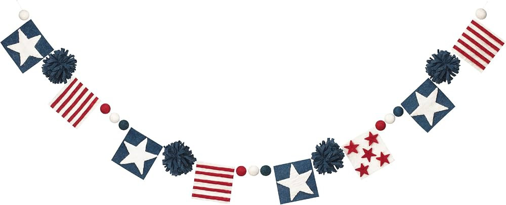 Folkulture 4th of July Garland for Mantle, 72 Inches Fourth of July Banner or Flag Banner Garland... | Amazon (US)