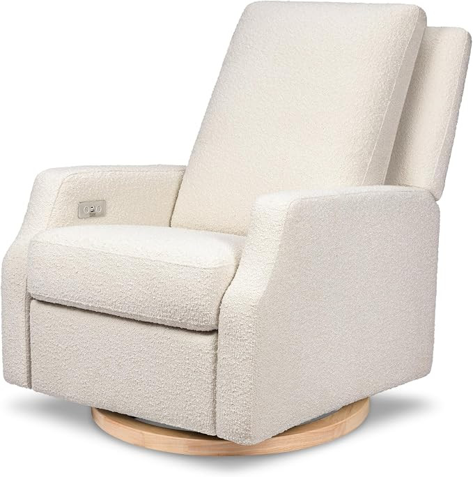 NAMESAKE Crewe Electronic Recliner and Swivel Glider in Ivory Boucle with Light Wood Base, Greeng... | Amazon (US)