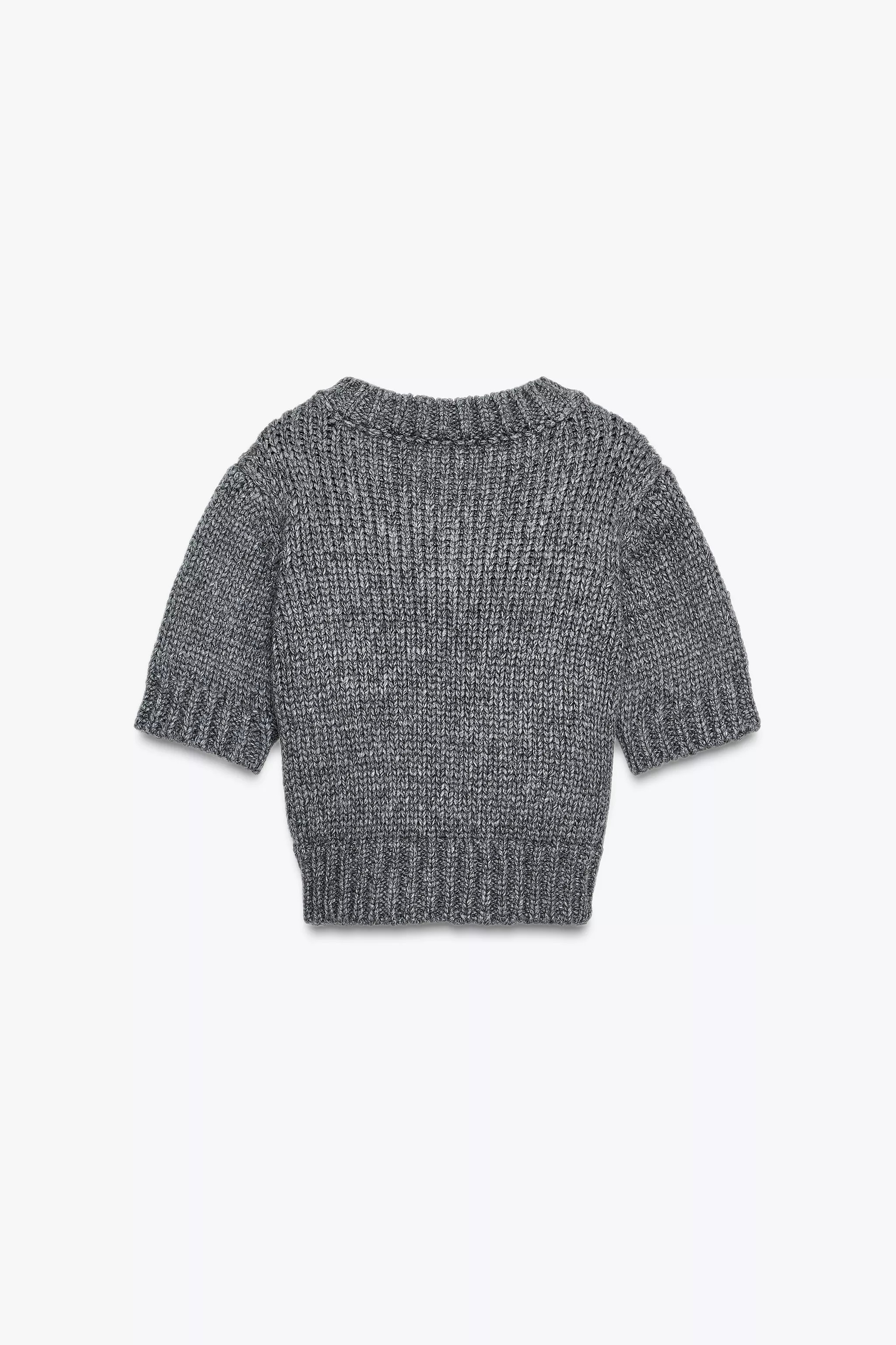 CROPPED KNIT V-NECK SWEATER | Zara Canada