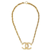 Vintage Chanel Iconic CC Necklace with Rhinestones.
