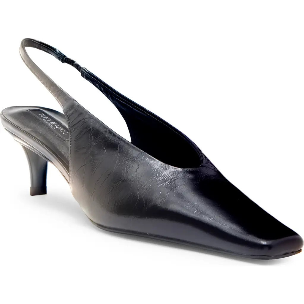 Tony Bianco Zen Kitten Heel Slingback Pump in Black Crinkle at Nordstrom, Size 9.5 | Nordstrom