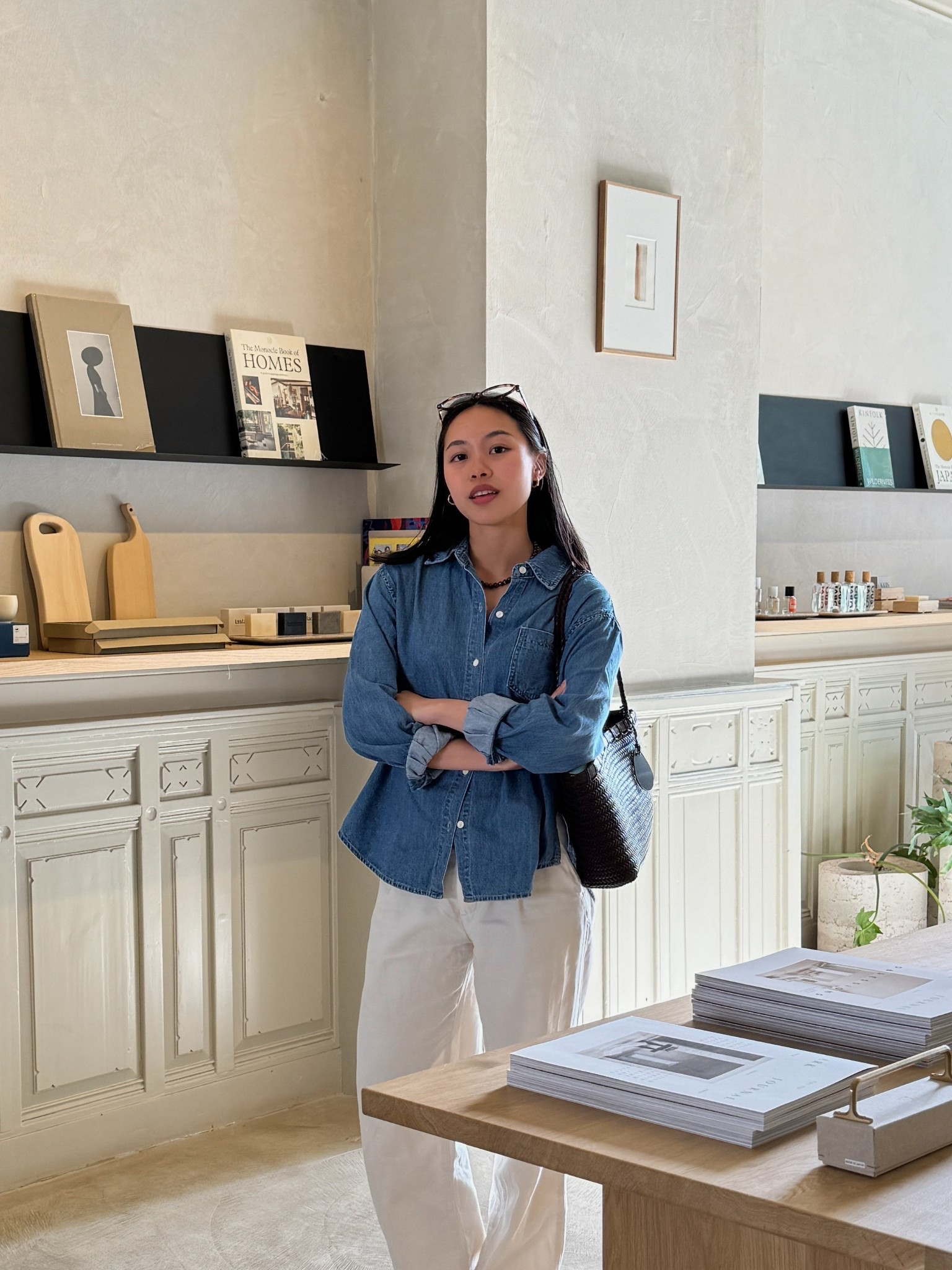 Chic spring-summer outfit: denim shirt, white wide leg pants and woven leather bag

#LTKSummerEdit #LTKFindsUnder50 #LTKSaleAlert