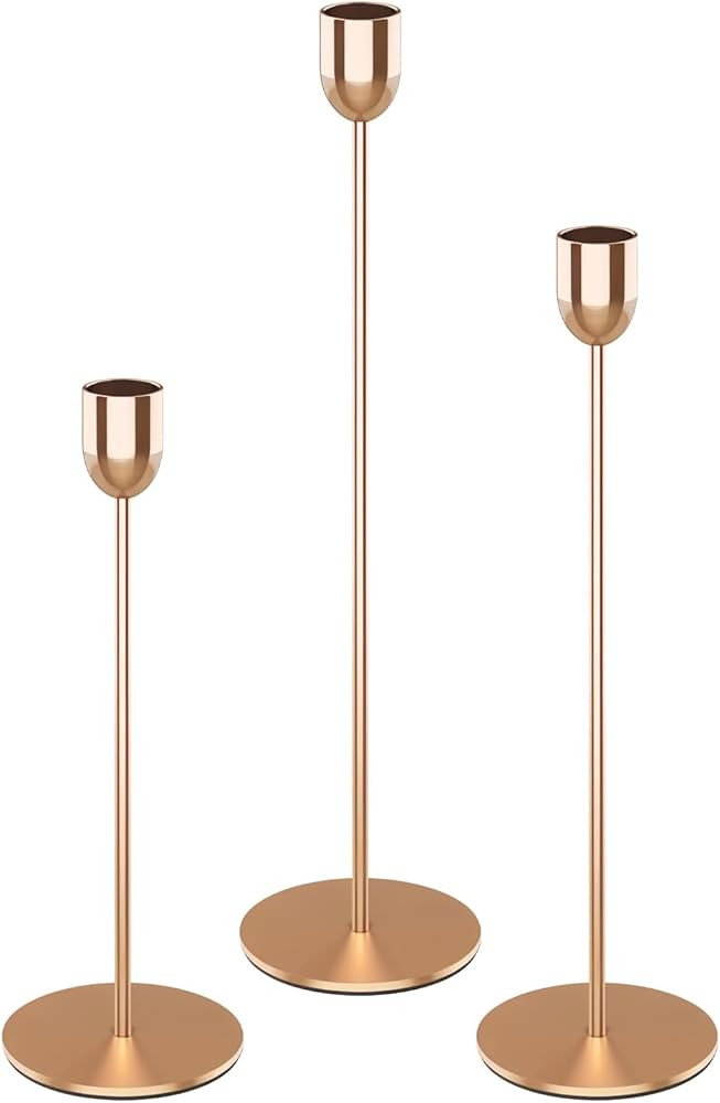 ChefBee Gold Tall Candle Candlestick Holder, 3PCS Taper Pillar Candle Sticks Stand Holders Decor,... | Amazon (US)