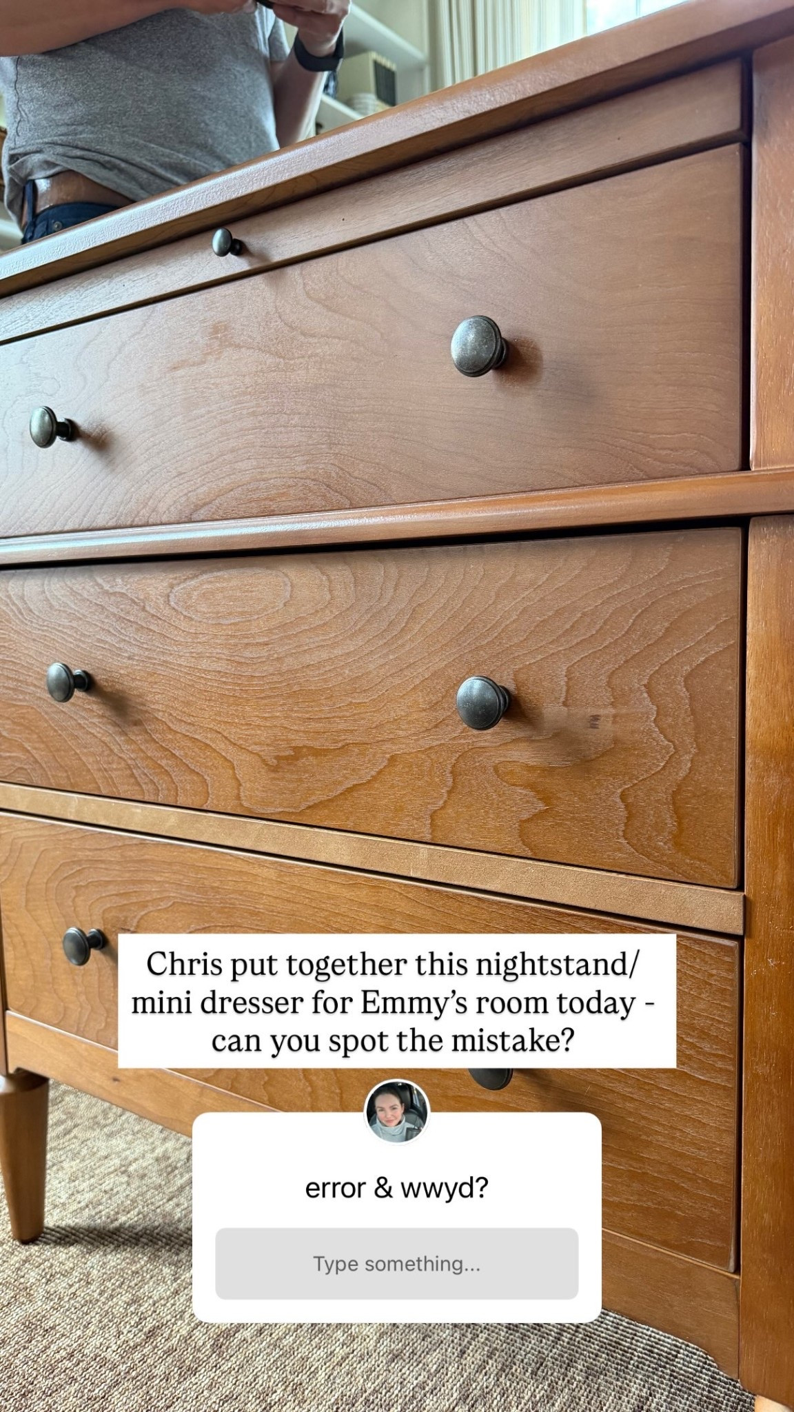 Chris put together this nightstand/mini dresser for Emmy’s room today - can you spot the mistake?

#LTKstorytime #LTKdayinmylife #LTKHome