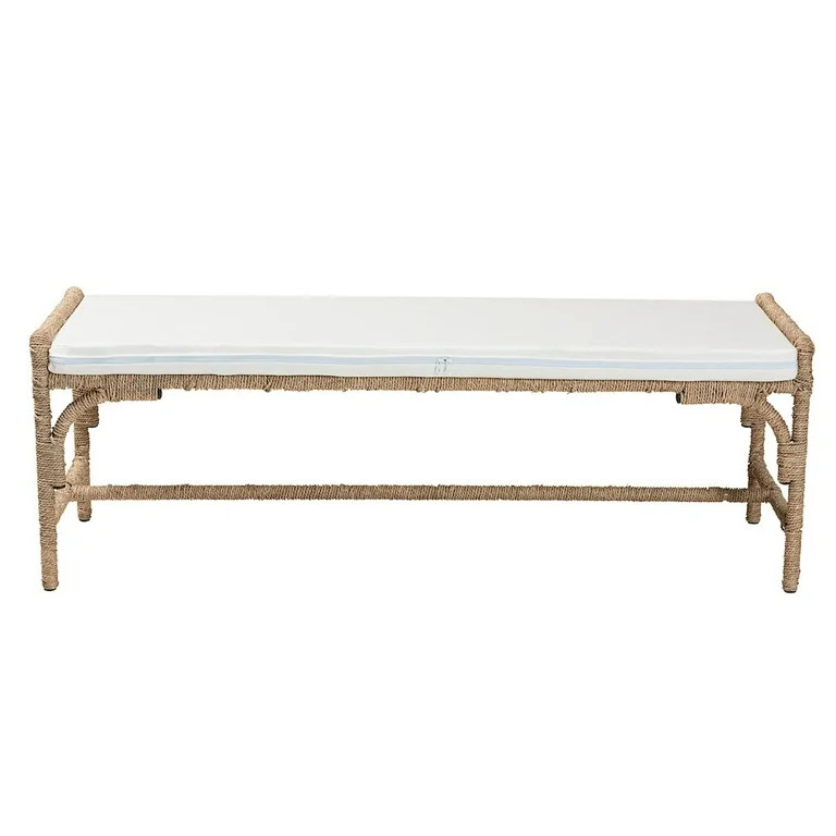 bali & pari Nasim Modern Bohemian Natural Seagrass and Metal Accent Bench | Walmart (US)