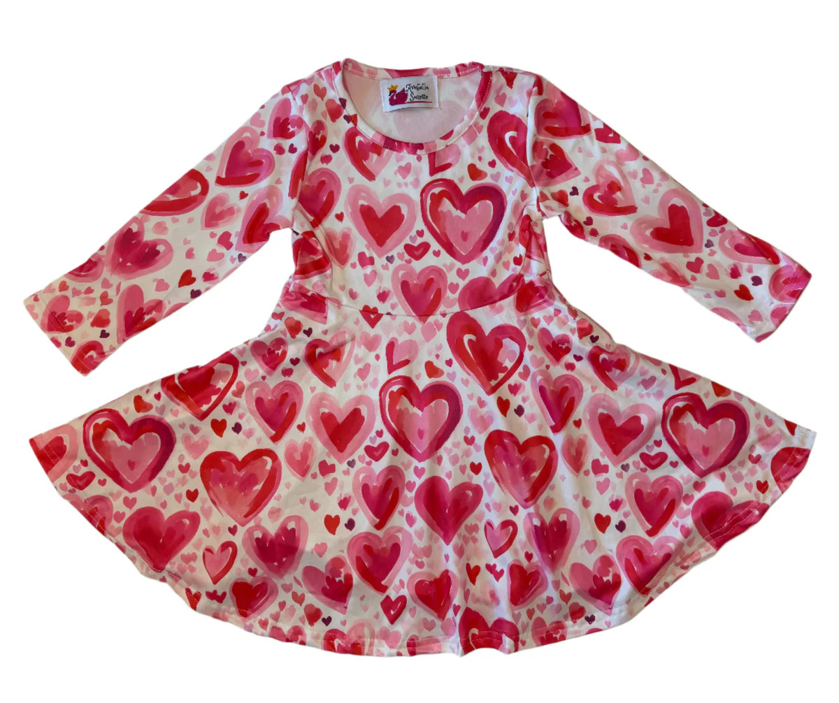 Valentine’s Watercolor Hearts Dress | Arabella Suzette