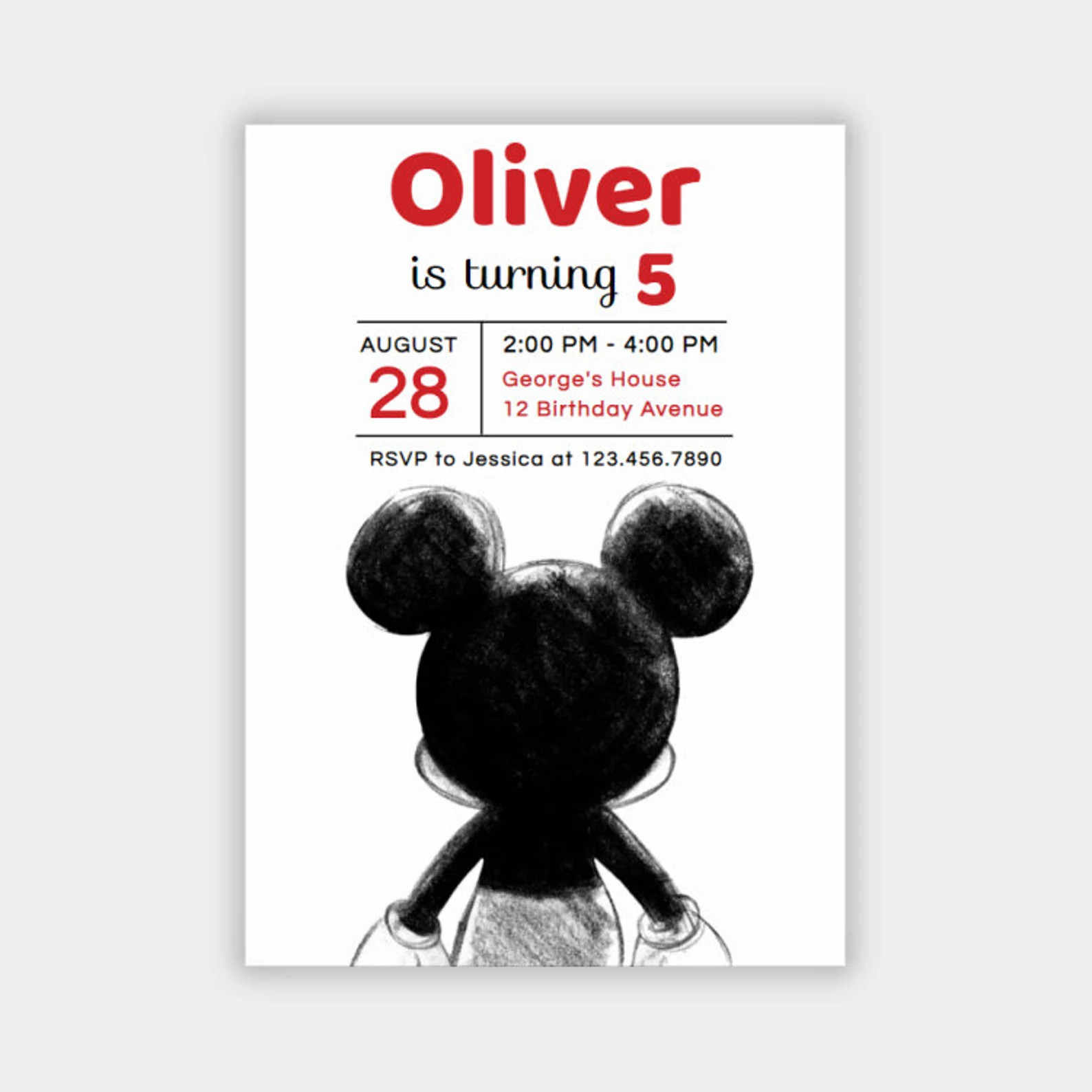 Modern Mickey Mouse Birthday Invitations - Boy Birthday Party Invitation - Invites Template, Prin... | Etsy (US)