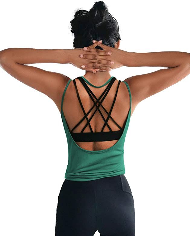 OYANUS Womens Summer Workout Tops Sexy Backless Yoga Shirts Open Back Activewear Running Sports G... | Amazon (US)