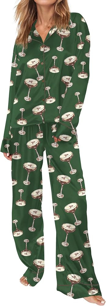 SHESHOW Satin Pajamas for Women Set Long Sleeve Button Down Sleepwear 2 Piece Nightwear Women Pjs... | Amazon (US)