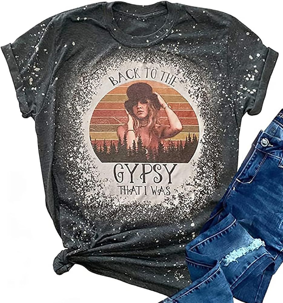 Women's Graphic Tees Back to The Gypsy That I was Funny T-Shirt Letter Print Vintage Music Shirts... | Amazon (US)